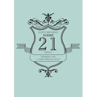 blue special day 21st birthday card