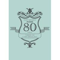 blue special day 80th birthday card