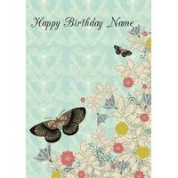 blue butterfly birthday personalised birthday card