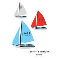 blue boat birthday card