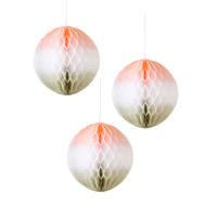 Blush & Grey Ombre Honeycomb Decorations