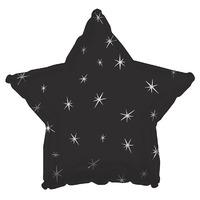 black sparkle star helium balloon