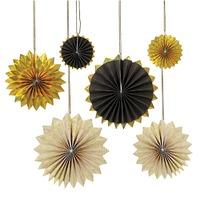 Black and Gold Pinwheel Decorations
