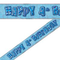 Blue 4th Birthday Foil Banner