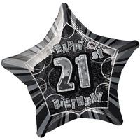 Black Glitz Helium Balloon Age 21