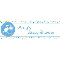 Blue Stork Baby Shower Personalised Banner
