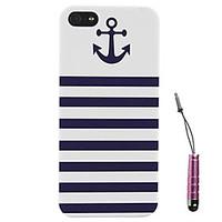 Blue Stripes Anchor Pattern Hard Case Touch Pen for iPhone 5/5S