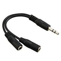 black 3.5mm in 2 couples audio line Earbud Headset Headphone Earphone Splitter For Tablet Phone MP3 MP4