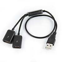 Black USB 2.0 Dual Ports Hub Cable Bus power For Laptop Macbook Notebook PC Mouse Flash Disk