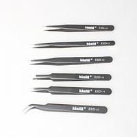 Black Non-magnetic Tweezers, Anti-static Bag For Electronics, Jewelry Making, Laboratories, Etc. (6P)