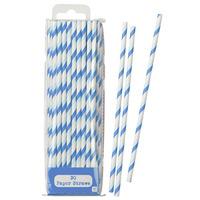 blue striped paper straws 8inch pack of 30