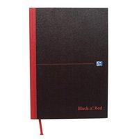 black n red a4 book casebound 90gsm double cash 192 pages pack 5