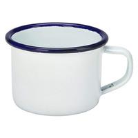 Blue Rim Enamel Espresso Mug White 4.2oz / 120ml (Single)
