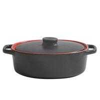 Black & Red Stoneware Oval Casserole Dish 10 x 17cm (Case of 24)