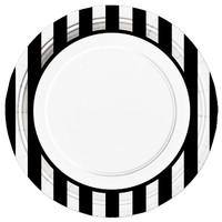 Black Stripe 9in Party Plates