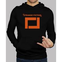 black sweatshirt with orange logo