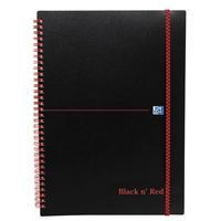 Black n Red A4 Book Wirebound Recycled Polypropylene 90gsm 140 Pages (Pack 5)