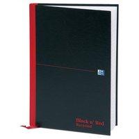 Black n Red A4 Book Casebound Recycled 90gsm 192 Pages (Pack 5)