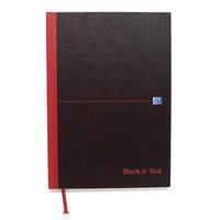 Black n Red A5 Book Casebound Recycled 90gsm 192 Pages A5 (Pack 5)