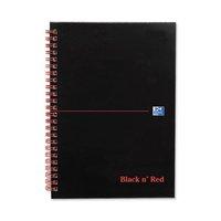 Black n Red A5 Book Wirebound Ruled and Perforated 90gsm 140 Pages A5 Matt Black (Pack 5)