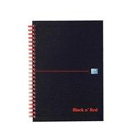 Black n Red Book Wirebound Smart Ruled and Perforated 90gsm 140 Pages A4 Matt Black (Pack 5)
