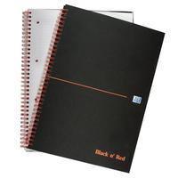 Black n Red A4 Book Wirebound Ruled and Perforated 90gsm 140 Pages Matt Black (Pack 5)