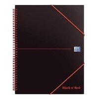 Black n Red A4+ Book Meeting Book Plastic Wirebound Rear Elasticated 3-Flap Folder (Pack 5)