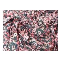 Blurred Floral Print Polyester Crinkle Georgette Dress Fabric Pink
