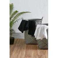 Black and White Stripe Laundry Basket Set, BLACK & WHITE