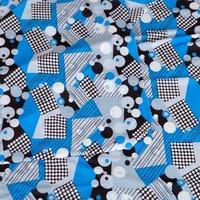 Blue Geometric Spot 93 Percent Polyester and 7 Percent Elastane 1.5m Fabric 405486