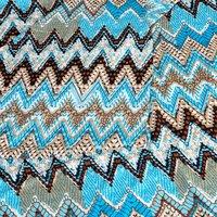 Blue Zig Zag 93% Polyester and 7% Elastane 1.5m Fabric 405484