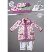 blanket coat jacket and hat in king cole comfort chunky 4224