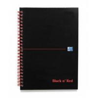 Black n Red A5 Notebook Wirebound Hardback Glossy Ruled Perforated