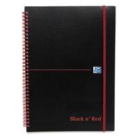 Black n Red A5 Book Notebook Wirebound Polypropylene 90gsm Ruled 140
