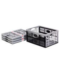 black silver 32l plastic folding crate pack of 3