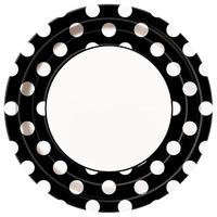 Black Polka 9in Paper Party Plates