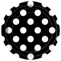 Black Polka 7in Paper Party Plates