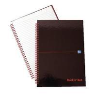 Black n Red A4 Wirebound Hardback Notebook Ruled Pack of 5 846350115