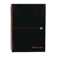 Black n Red A4 Wirebound Hardback Notebook Ruled Perforated Pack of 5