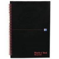 Black n Red A4 Wirebound Hardback Recycled Notebook Ruled Pack of 5
