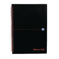Black n Red A4 Wirebound Hardback Notebook 5mm Squares Pack of 5