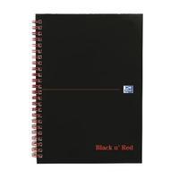 Black n Red A5 Wirebound Hardback Notebook Ruled Perforated Pack of 5