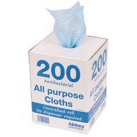 Blue Antibacterial Cloths on a Roll 220 x 370mm Pack of 200 100247BU