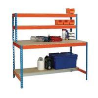 Blue and Orange Workbench With Upper and Lower Shelves 1200x750mm