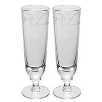 Black Toast Set of 2 Glass Flutes Boxed