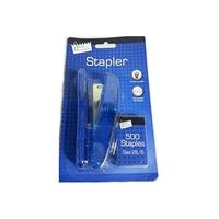 Blue Metallic Stapler & 500 26/6 Staples Set