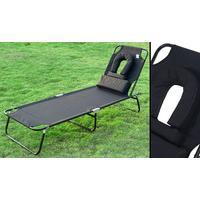 Black Adjustable Sun Lounger with Pillow