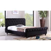 Black Double Chesterfield Fabric Bed