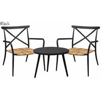 Black Oseasons Milos Rattan & Aluminium 2 Seater Tea For Two Set