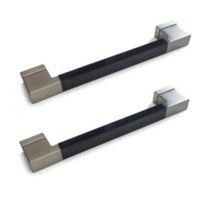 Black Gloss & Brushed Nickel Effect Straight Square Bar Cabinet Handle Pack of 2